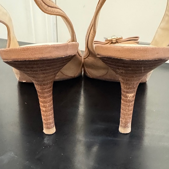 Coach Tan Slingback Heels with Buckle - Picture 6 of 9